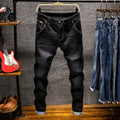 Men's Solid Color Slim Fit Denim Trousers