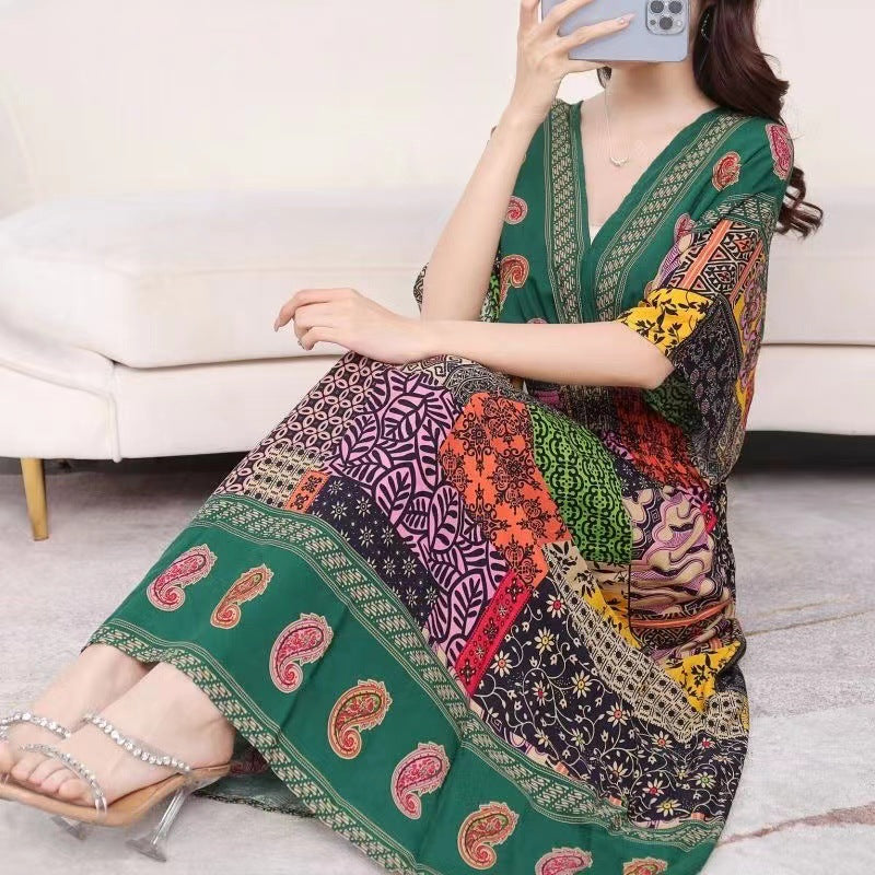 Southeast Asia Travel Floral Cotton Dress for Summer