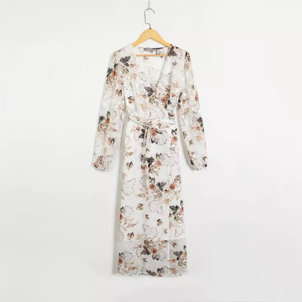 2024 Spring/Summer V-Neck Puff Sleeve Dress