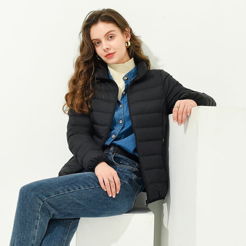 Korean Style Stand-Collar Down Jacket for Women