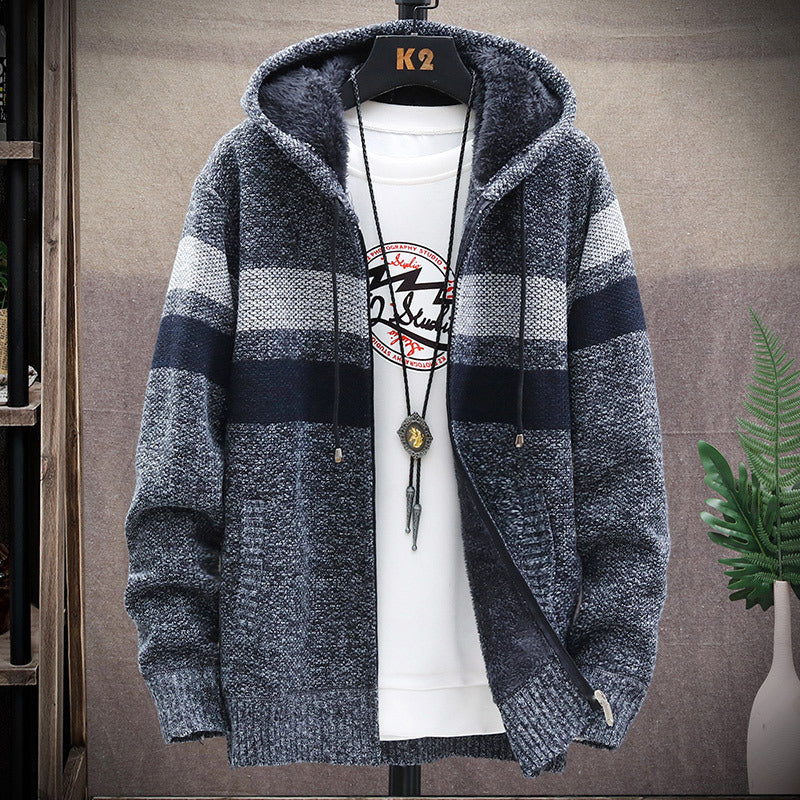 Men's Hooded Fleece Cardigan - Trendy Autumn Jacket