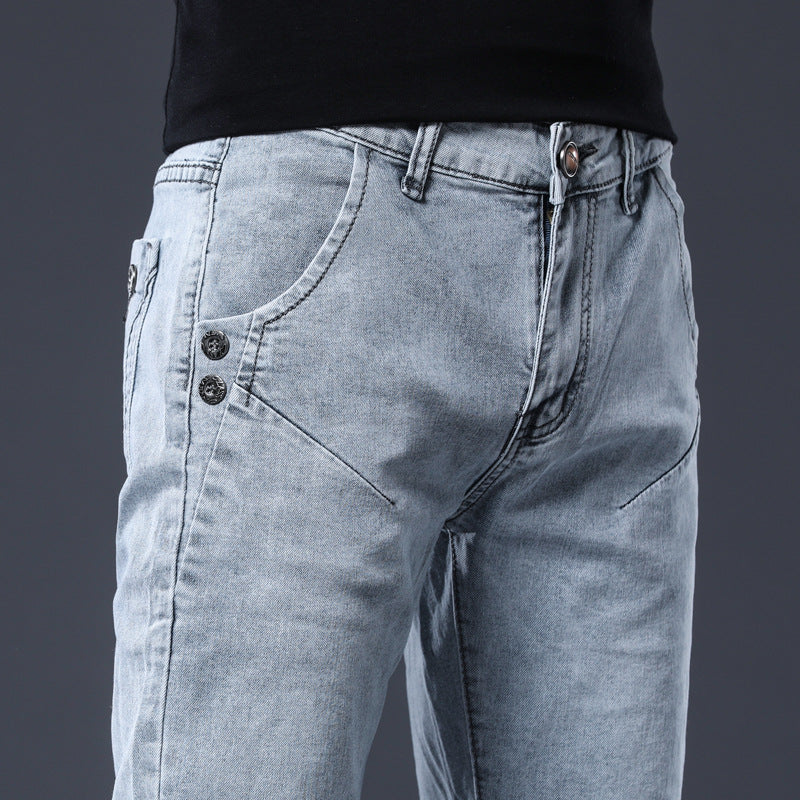 Men's Slim Fit Stretch Denim Pants - Fashionable Casual Wear