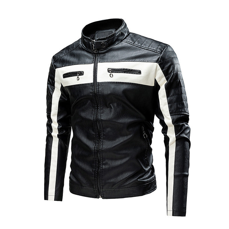 Men's Fashion Patchwork Leather Jacket for Riding