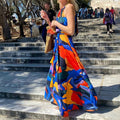 Elegant Halter Printed Dress for Women's Fashion