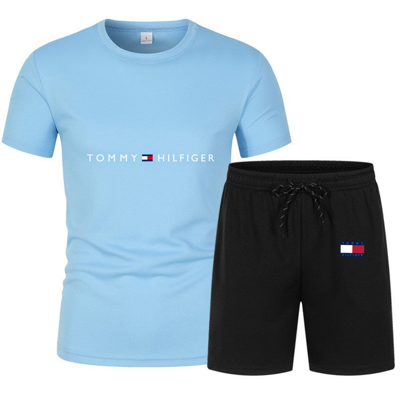 Men's Sports Set: Mesh T-Shirt & Shorts for Training