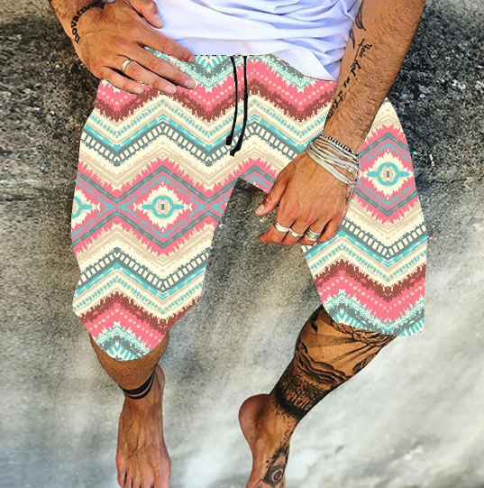 Casual Printed Cotton and Linen Summer Shorts