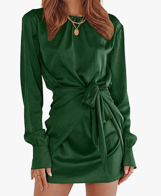 Elegant Women's Satin Long Sleeve Cocktail Dress