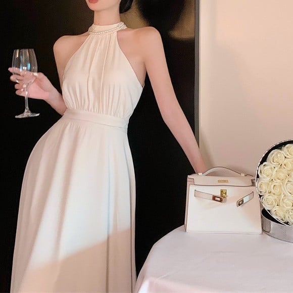 Off White Summer Dress for Women in French Style