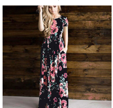 Spring Summer Long Sleeve Floral Print Dress