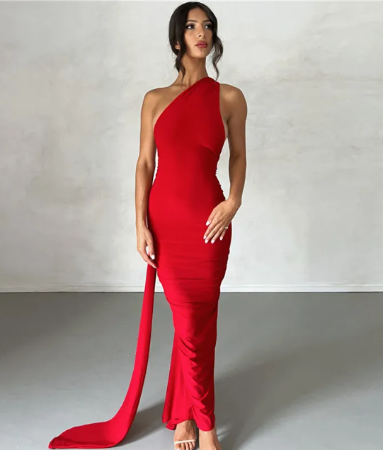 Evarisluxe Backless Halter Sheath Dress