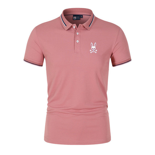 Men's Summer Cotton Polo Shirt with Rabbit Print