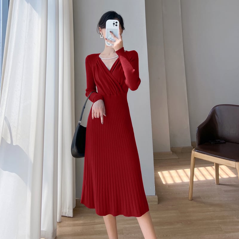 Evarisluxe Tricot Vintage Knit Luxury Dress