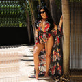 Lace-Up Two-Piece Fashion Print Beach Swimsuit Set