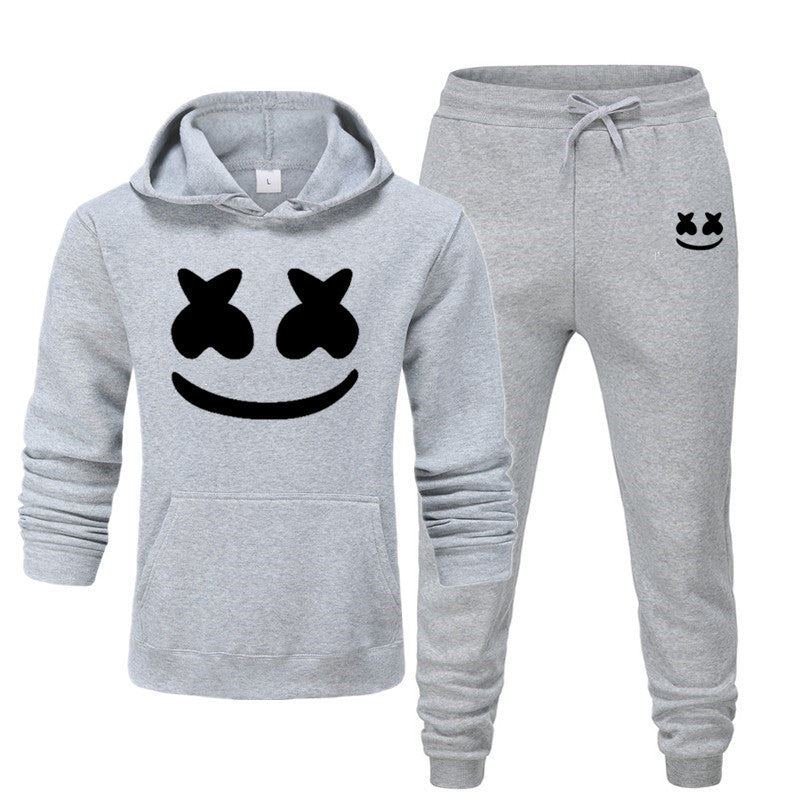 Men's Smiley Face Hoodie and Pants Two-Piece Set