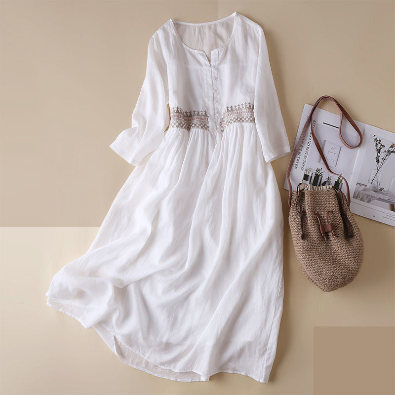 2022 Spring Cotton Ethnic Style Embroidered Dress