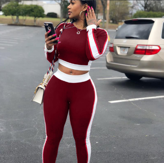 Long Sleeve Sexy Fitness Outfit - 2 Piece Set