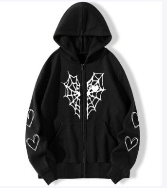 Spider Rhinestone Print Cardigan Jacket Combo