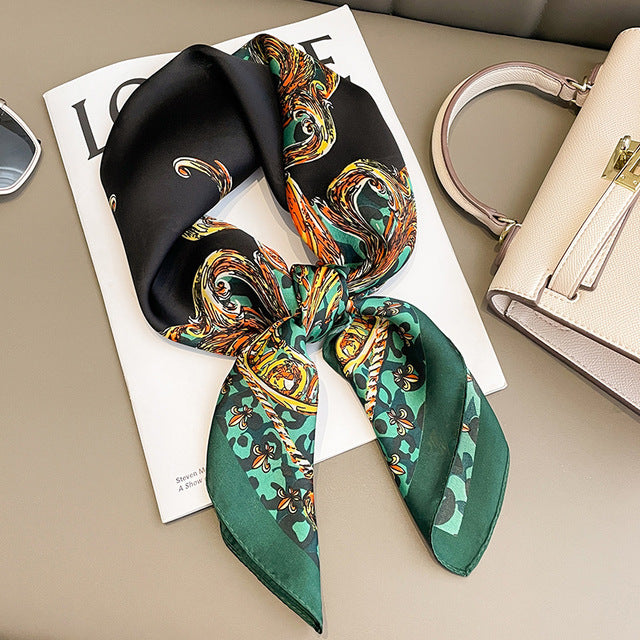 Evarisluxe Silk Satin Square Scarf