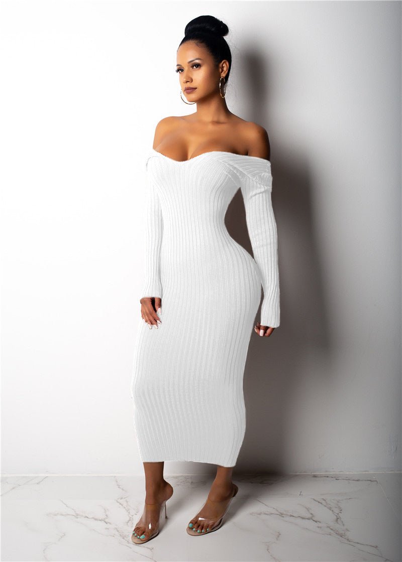 Mid-Length Solid Color Dress for Women