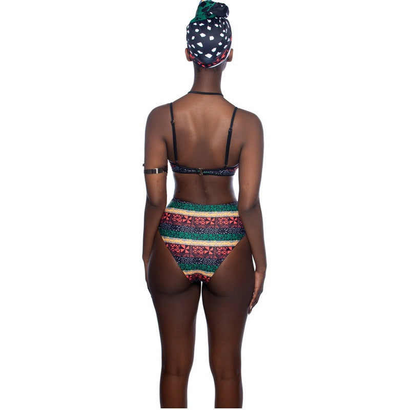 African Print Two-Piece Swimsuit Set