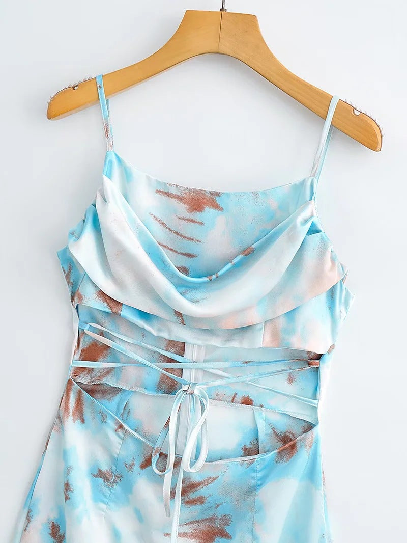 2022 Spring Floral Tie-Back Bodycon Dress