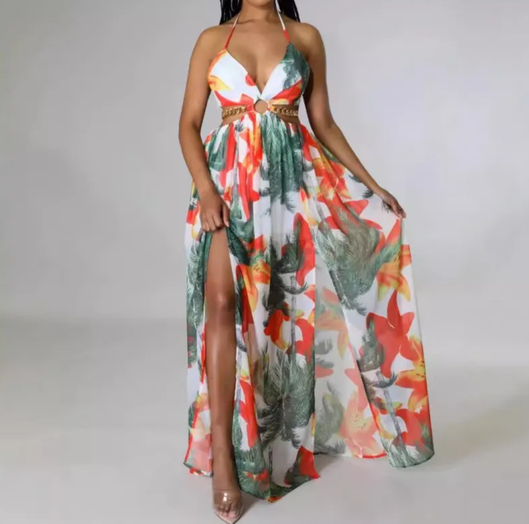 Evarisluxe Summer Floral Print Dress
