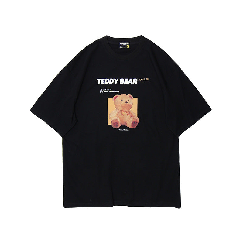 Cartoon Bear Short Sleeve T-Shirt for Men - Casual Wear