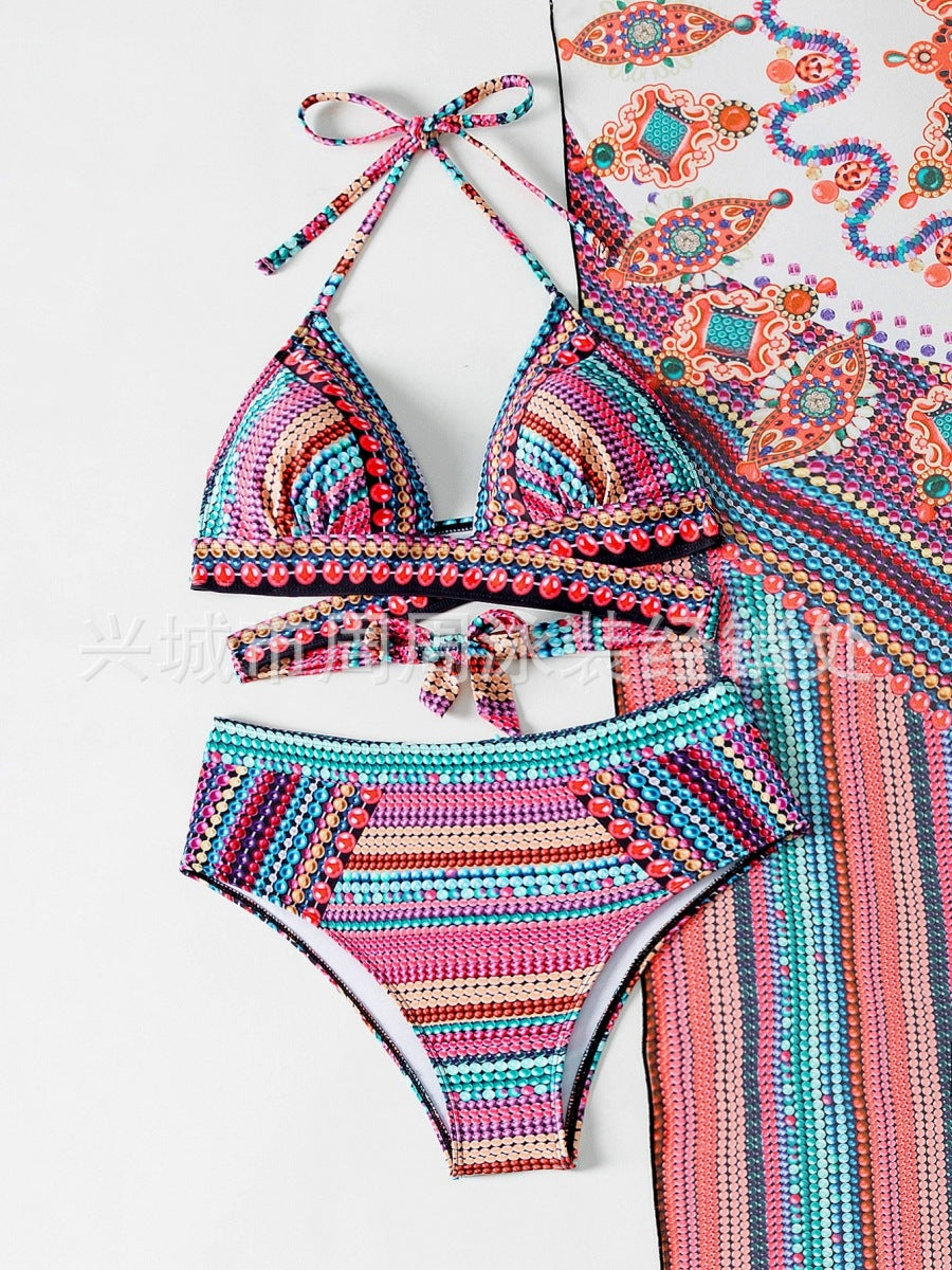 2023 New Sexy Three-Piece Bikini Set with Shawl