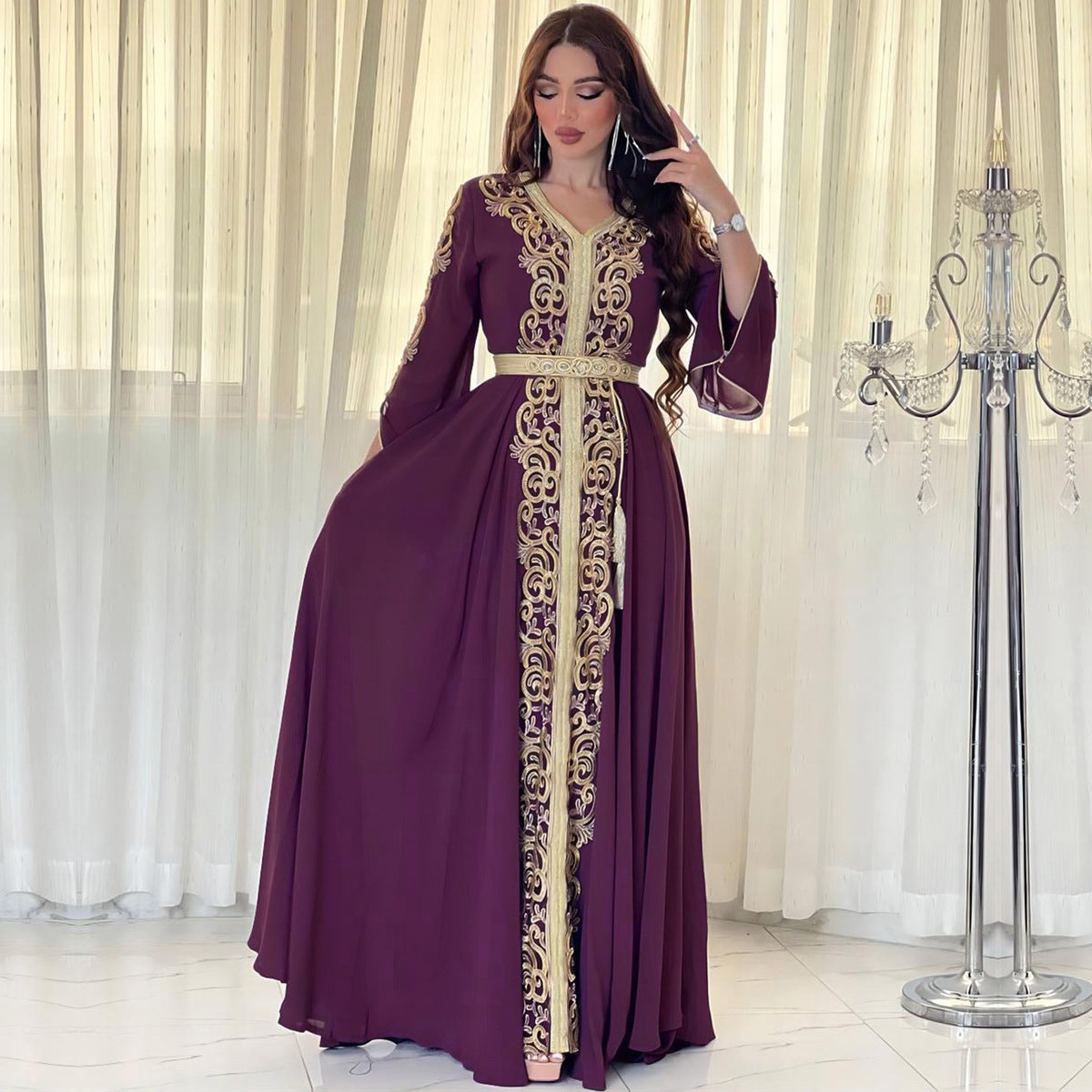 The Soirée Brodée Embroidered Evening Dress | Evarisluxe