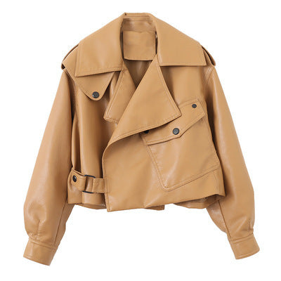 Spring 2021 Women's Loose Fit Korean Style Leather Jacket