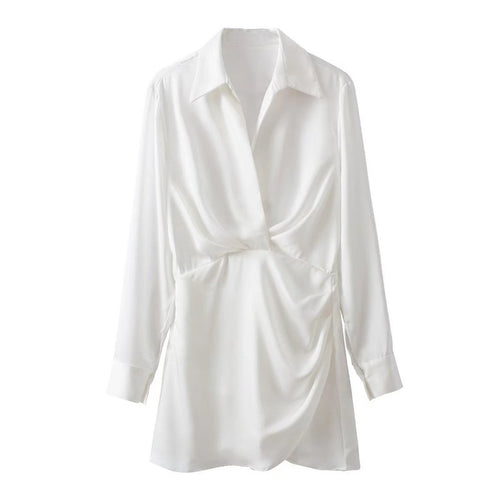 2024 Spring/Summer Satin Long Sleeve Dress for Women
