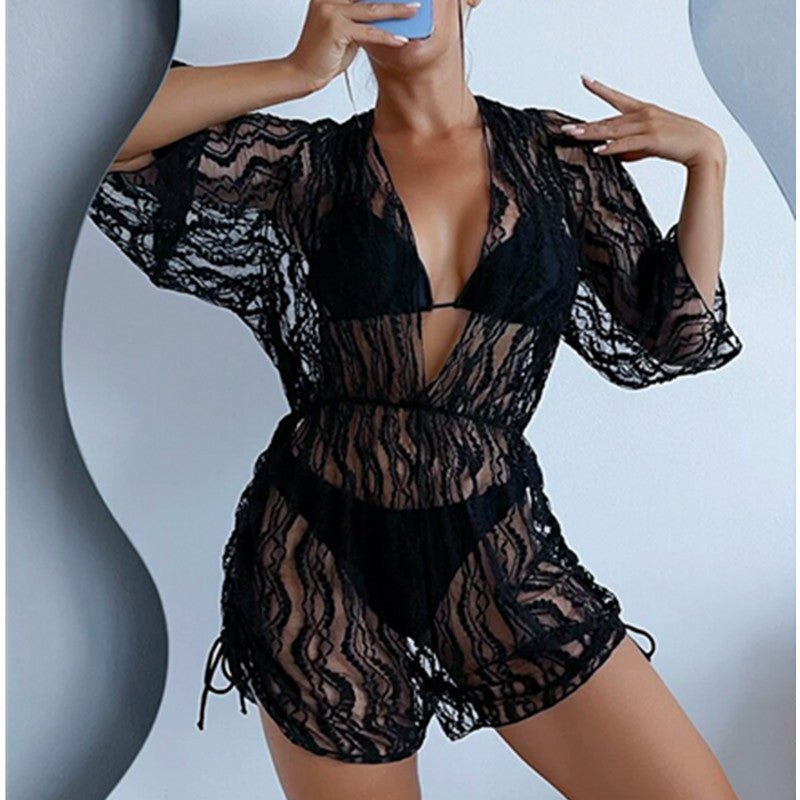 2024 High-Waisted Printed Swimsuit 3-Piece Set