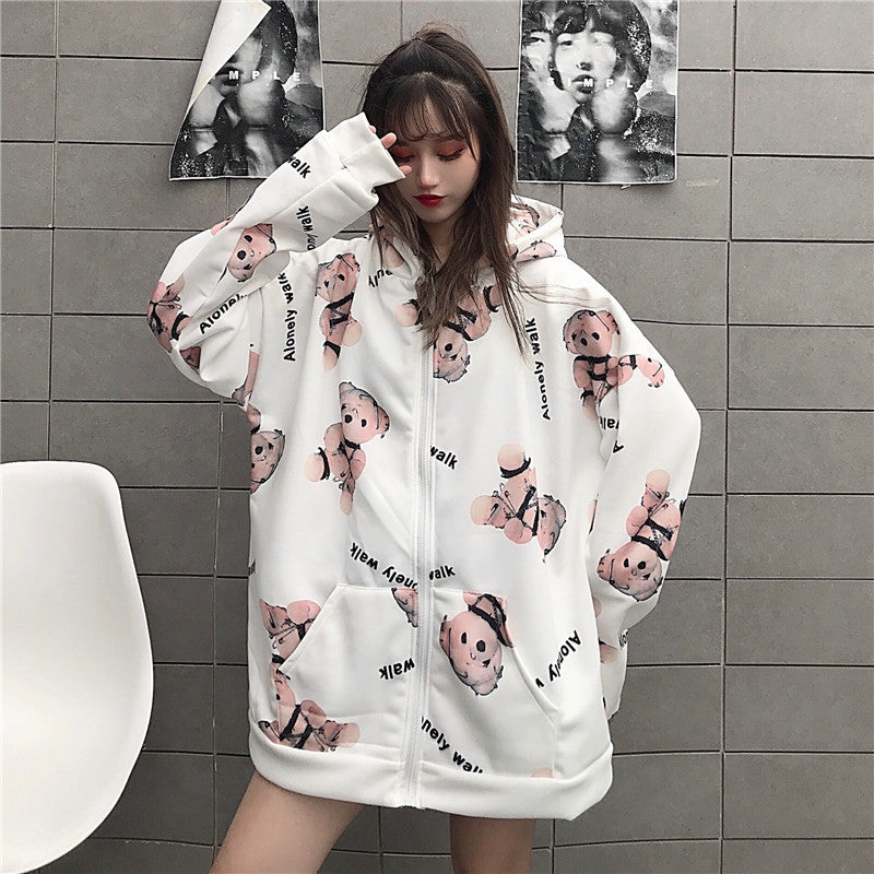 Trendy Bear Hoodie for Women - Loose Fit Autumn Jacket