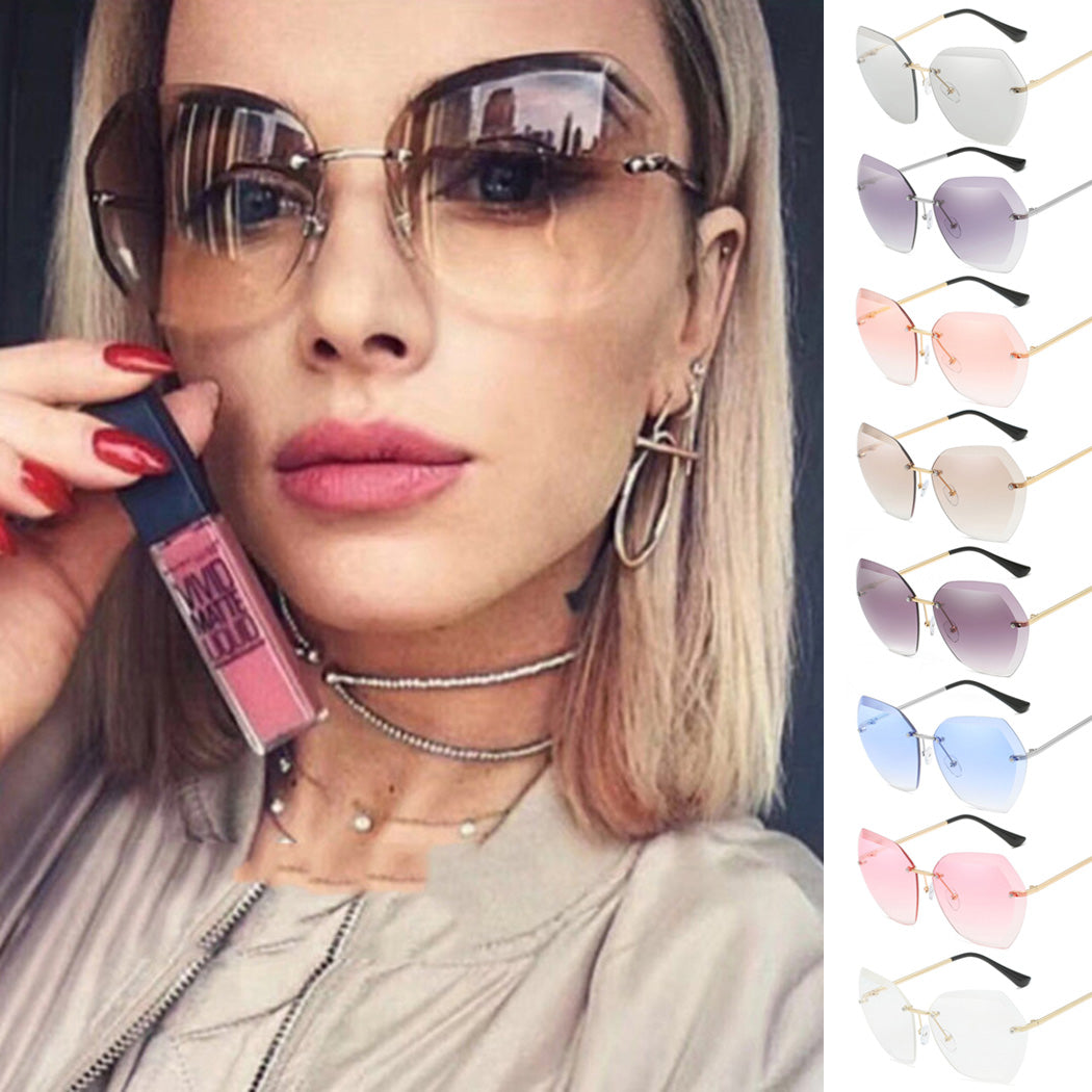 Vintage Rimless Pilot Sunglasses for Men and Women