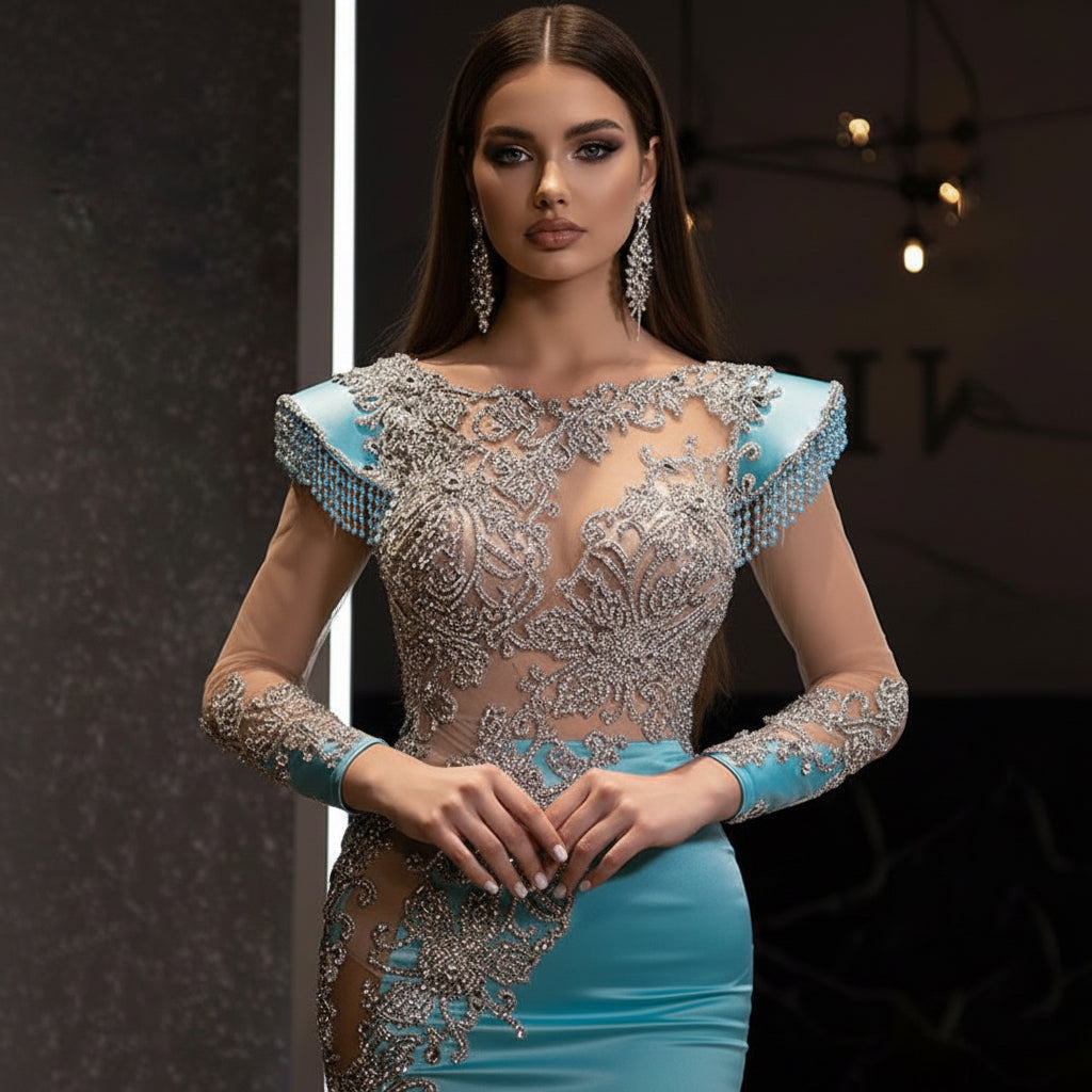 The Dentelle Embroidered Lace Bodycon Dress | Evarisluxe