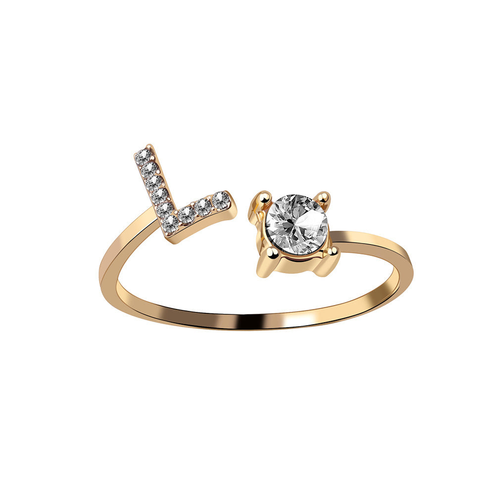 Evarisluxe Initial Letter Gold Ring