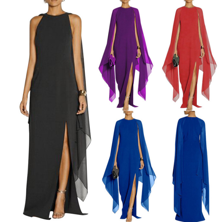 Summer Chiffon Maxi Dress for Women, Elegant Style