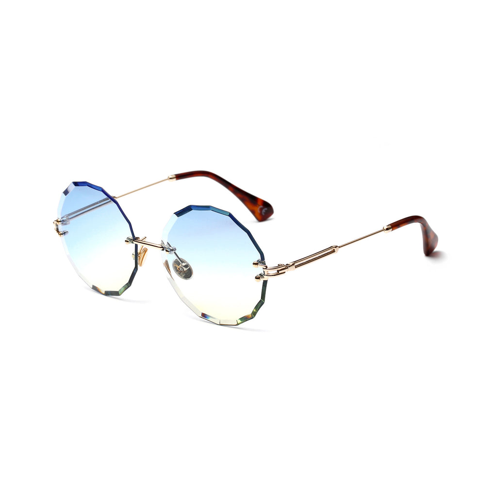 A18905 Vintage Round Diamond Cut Sunglasses for Women