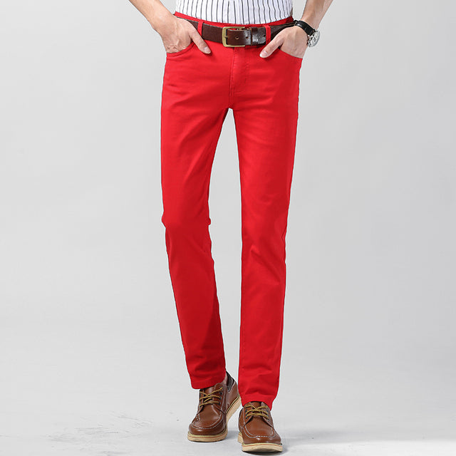 Colorful Slim Fit Elastic Suit Pants for Men