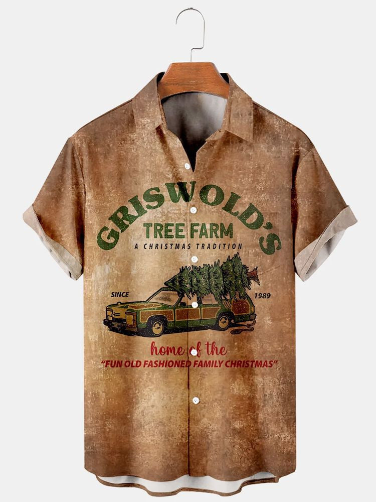 Men's Hawaiian Print Short Sleeve Shirt for Summer