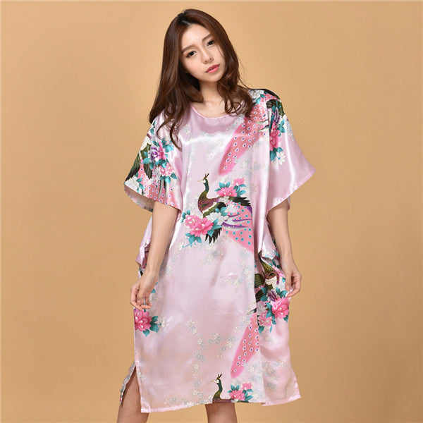 Plus Size Peacock Print Summer Nightgown for Women