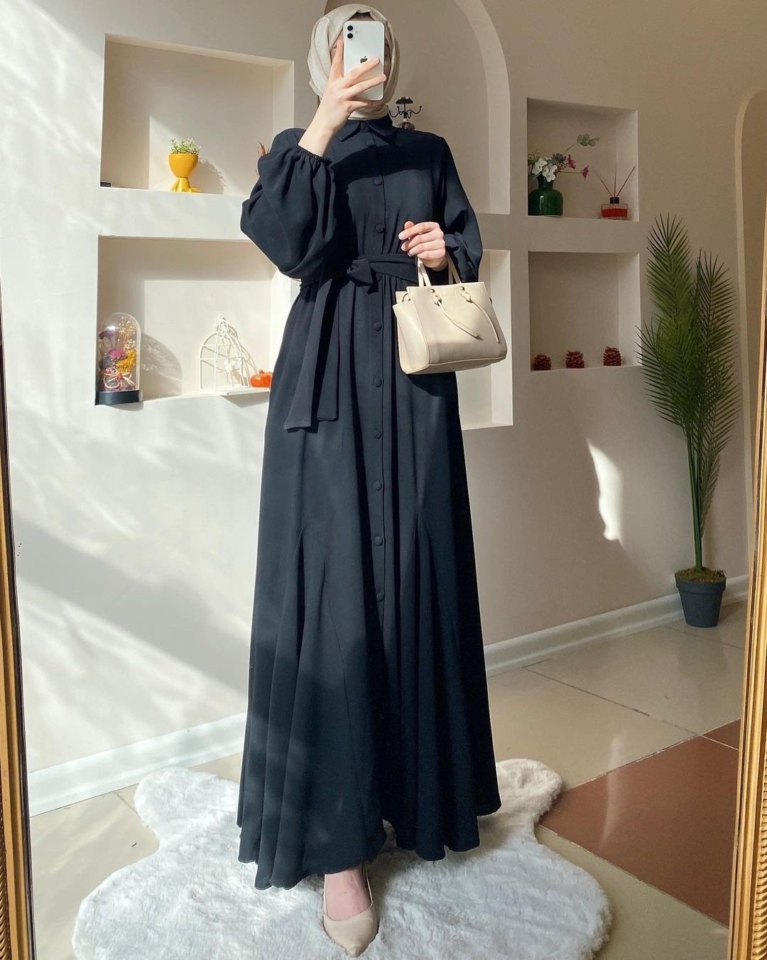 Evarisluxe Solid Color Dress for Muslim Women