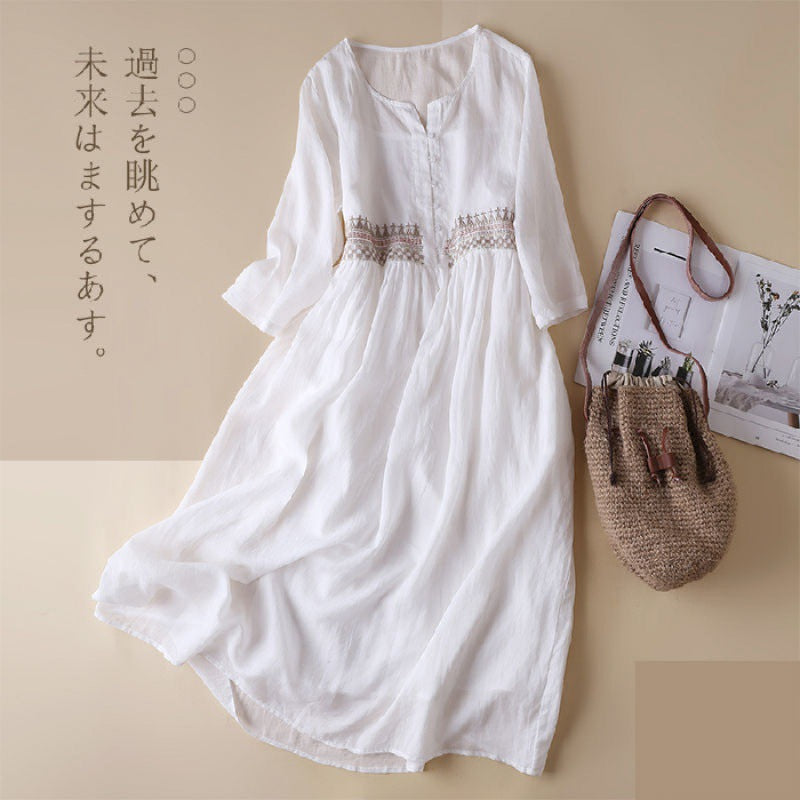 2022 Spring Cotton Ethnic Style Embroidered Dress