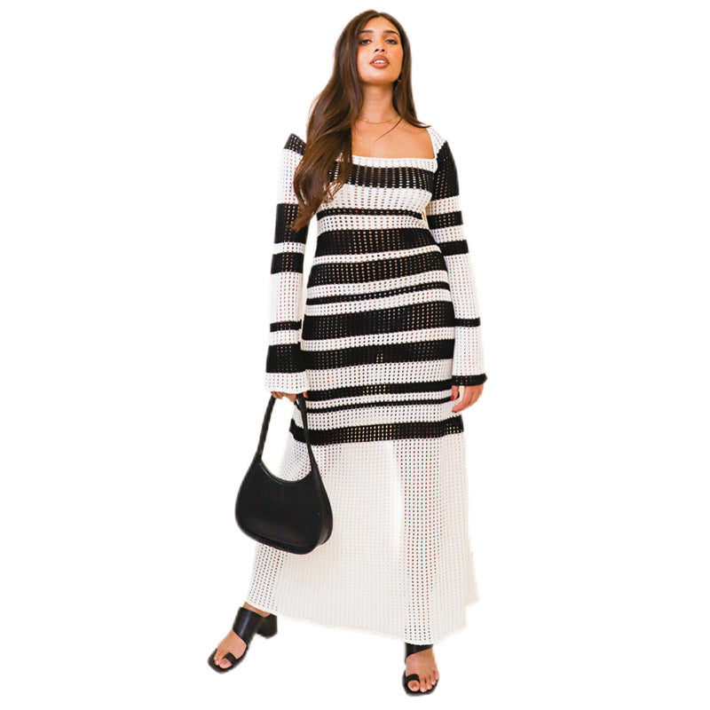2023 Spring Autumn Sexy Long Dress with Hollow Design