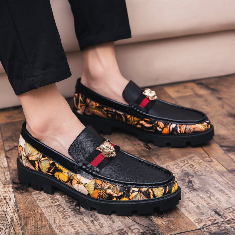 Men's Korean Trendy Color-Blocking Social Loafers