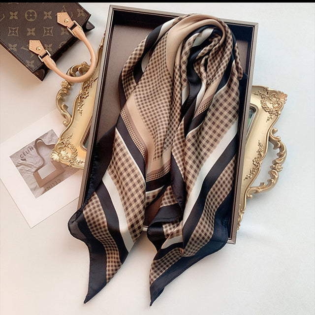 Evarisluxe Silk Satin Square Scarf