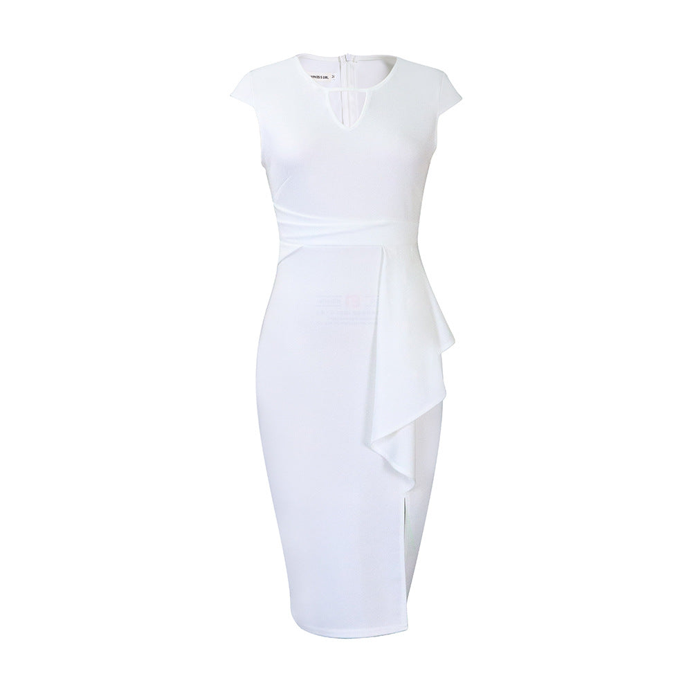 D3181 Women's Solid Color Pleated Dress for Spring/Summer