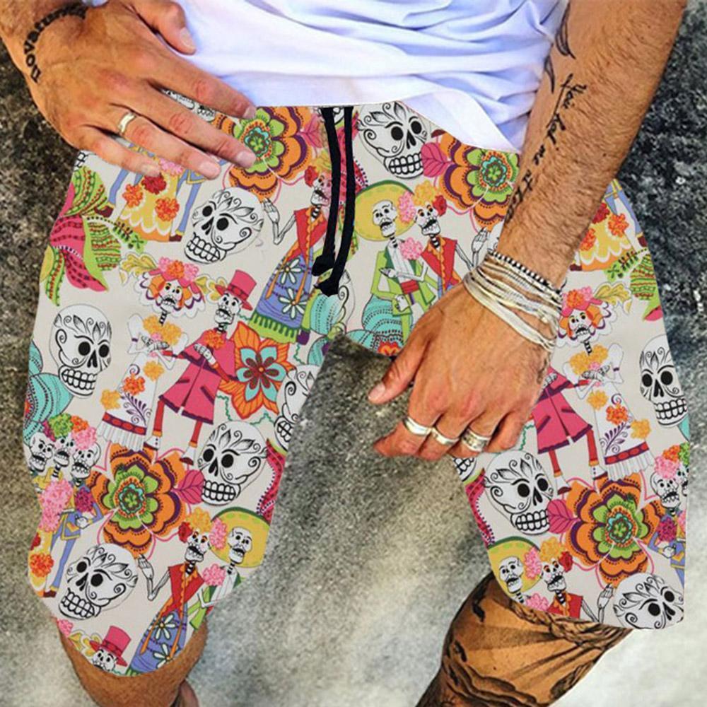 Casual Printed Cotton and Linen Summer Shorts