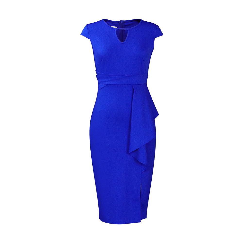 D3181 Women's Solid Color Pleated Dress for Spring/Summer