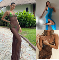 Collage of women in various outfits with outdoor and indoor settings.